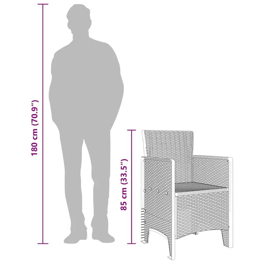 Chaise de jardin 2 pcs Gris clair 53 x 49 x 85 cm Polypropylène - 11