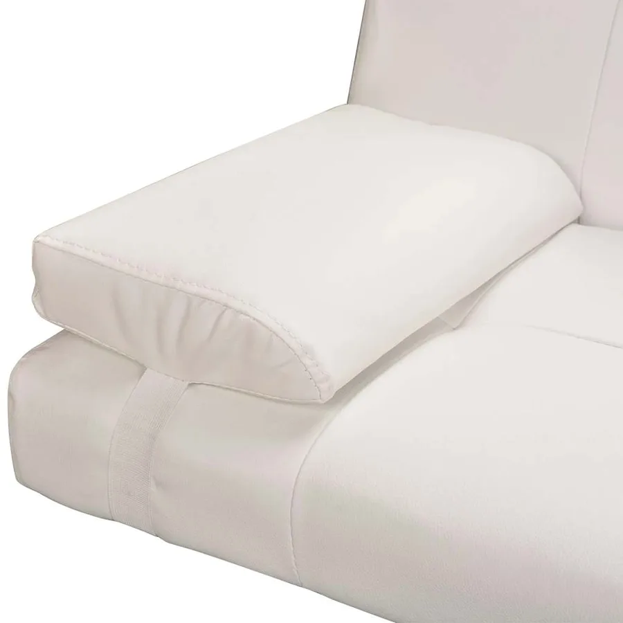 Canapé-lit réglable avec deux oreillers Similicuir Blanc crème - 8