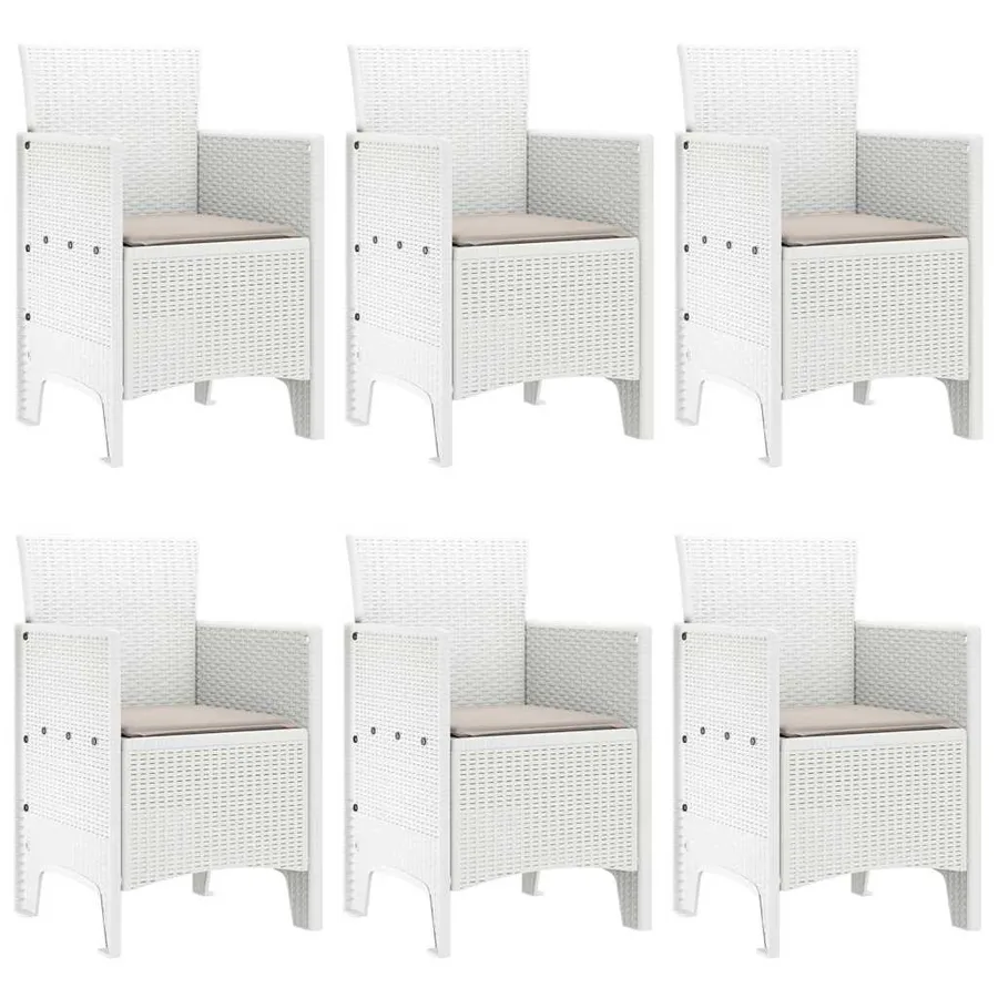 Ensemble de salle à manger pour jardin 7 pcs Blanc Rattan Polt - 4