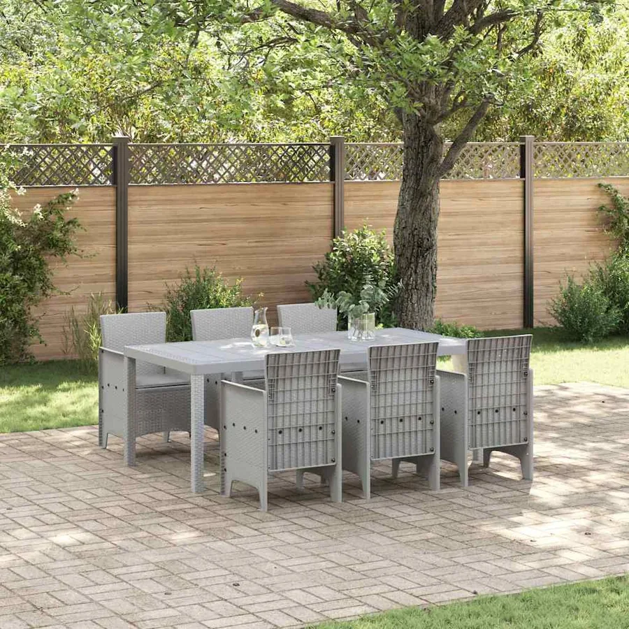 Ensemble de salle à manger pour jardin 7 pcs Gris clair
