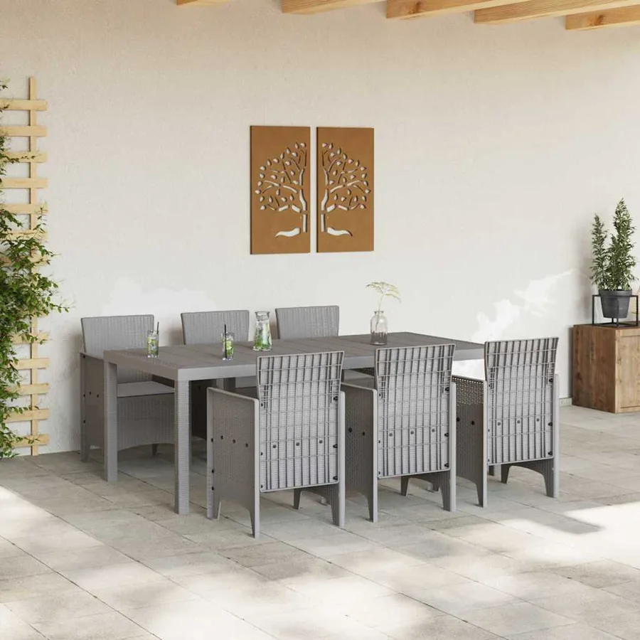 Ensemble de salle à manger pour jardin 7 pcs Gris clair - 3