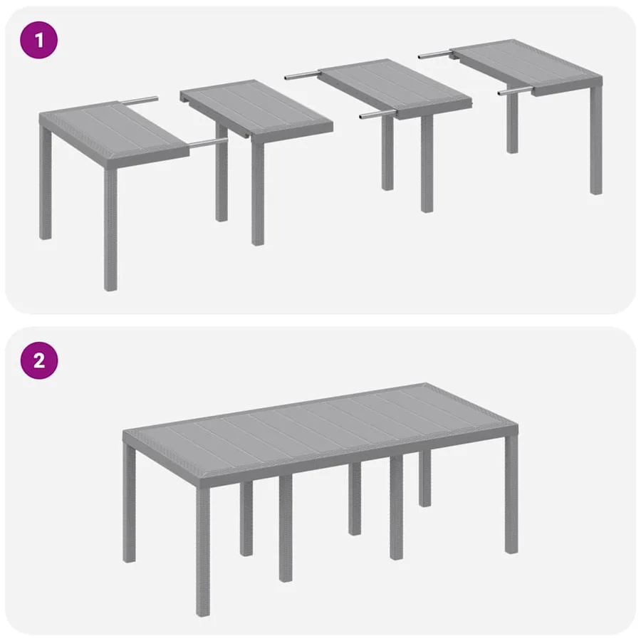 Ensemble de salle à manger pour jardin 7 pcs Gris clair - 8