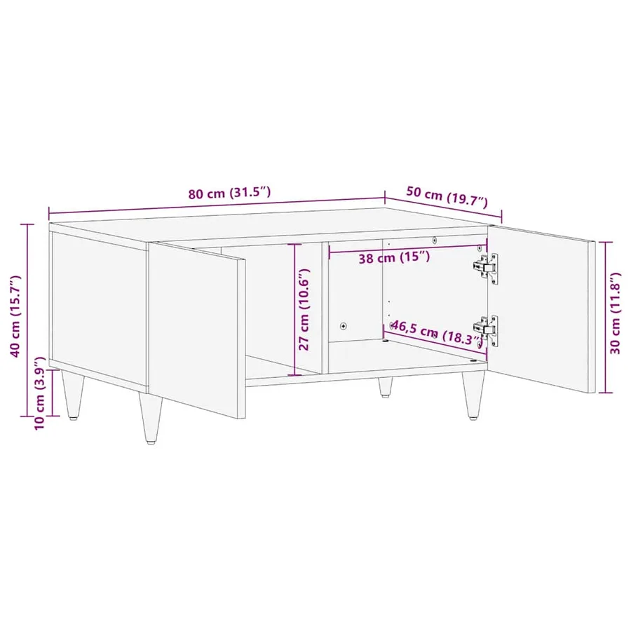 Table basse 80 x 50 x 40 cm Bois de mangue massif - 11