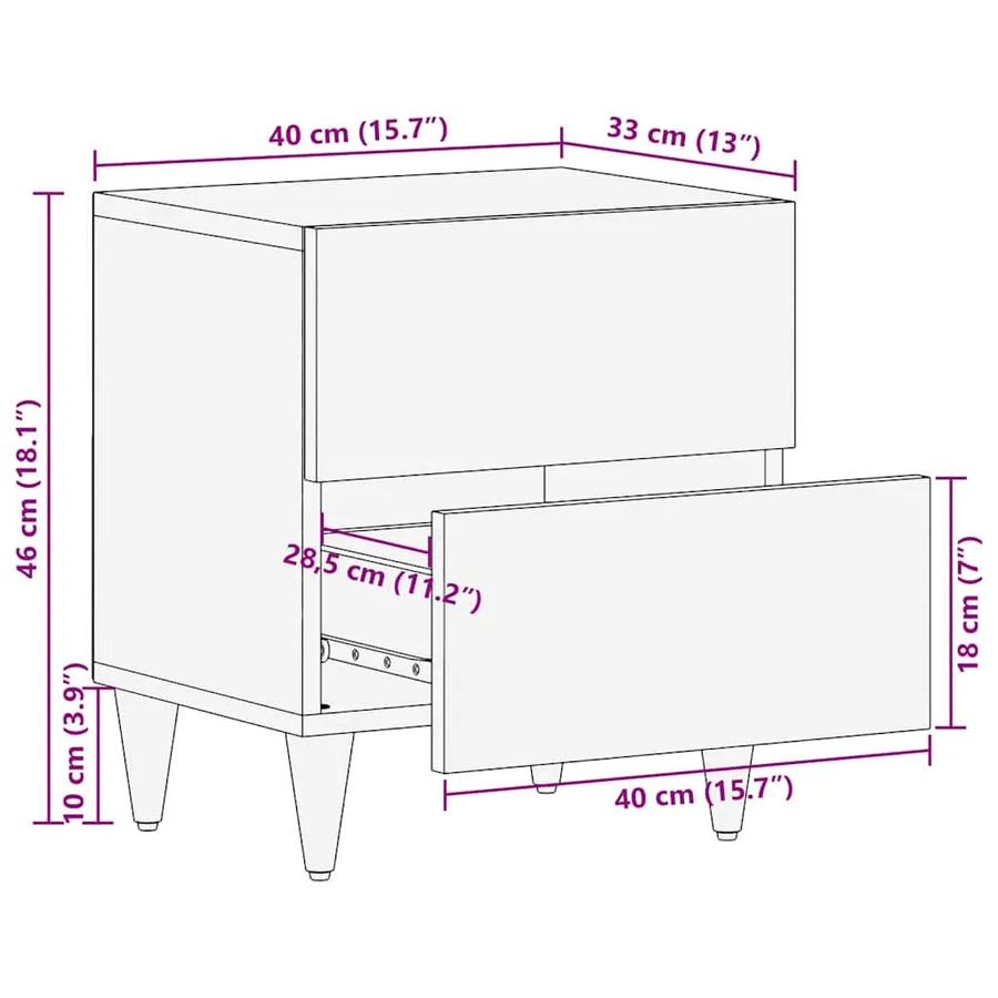 Cabinet de chevet avec tiroir 2 pcs Marron 40 x 33,5 x 46 cm - 12