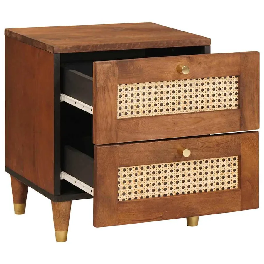 Cabinet de chevet avec tiroir 2 pcs Marron 40 x 33,5 x 46 cm - 3