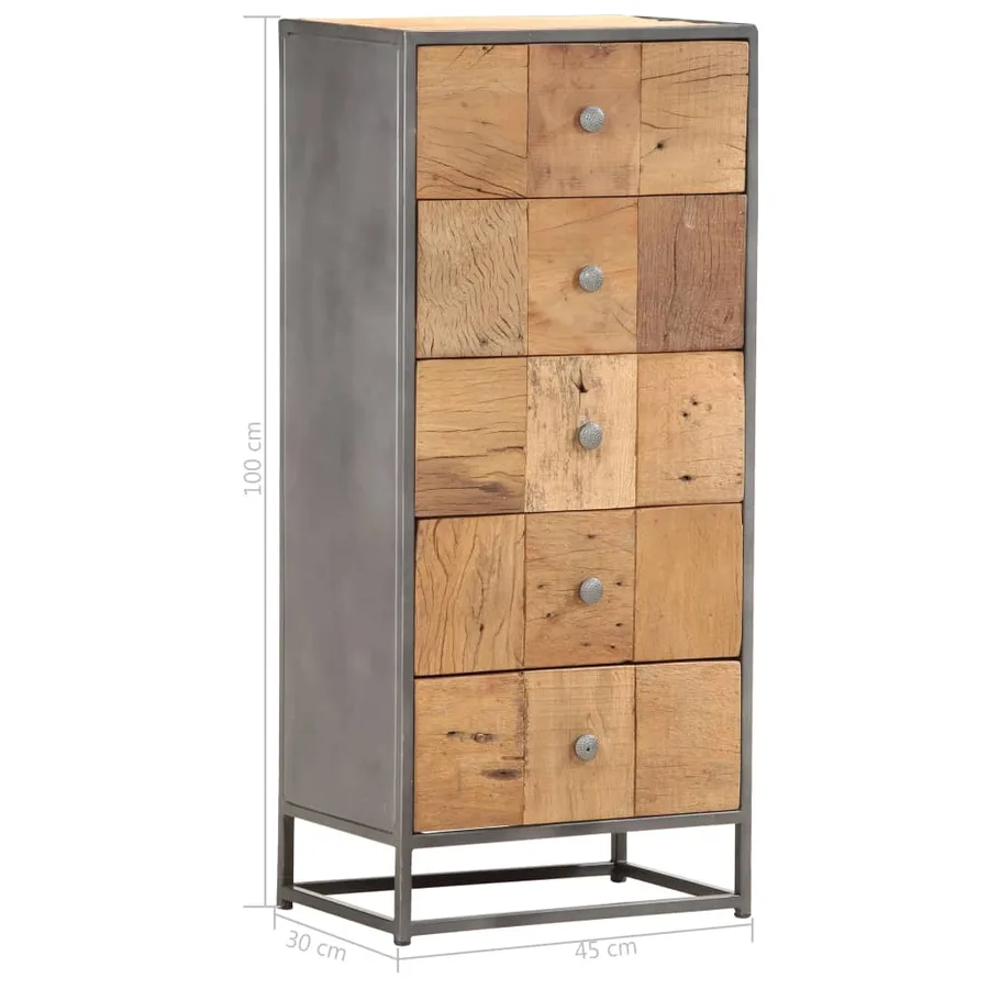 Armoire à tiroirs 45 x 30 x 100 cm Bois de récupération massif - 7