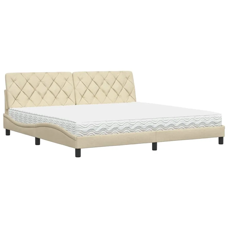 Lit avec matelas crème 200x200 cm tissu - 2