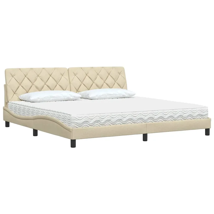 Lit avec matelas crème 200x200 cm tissu - 4