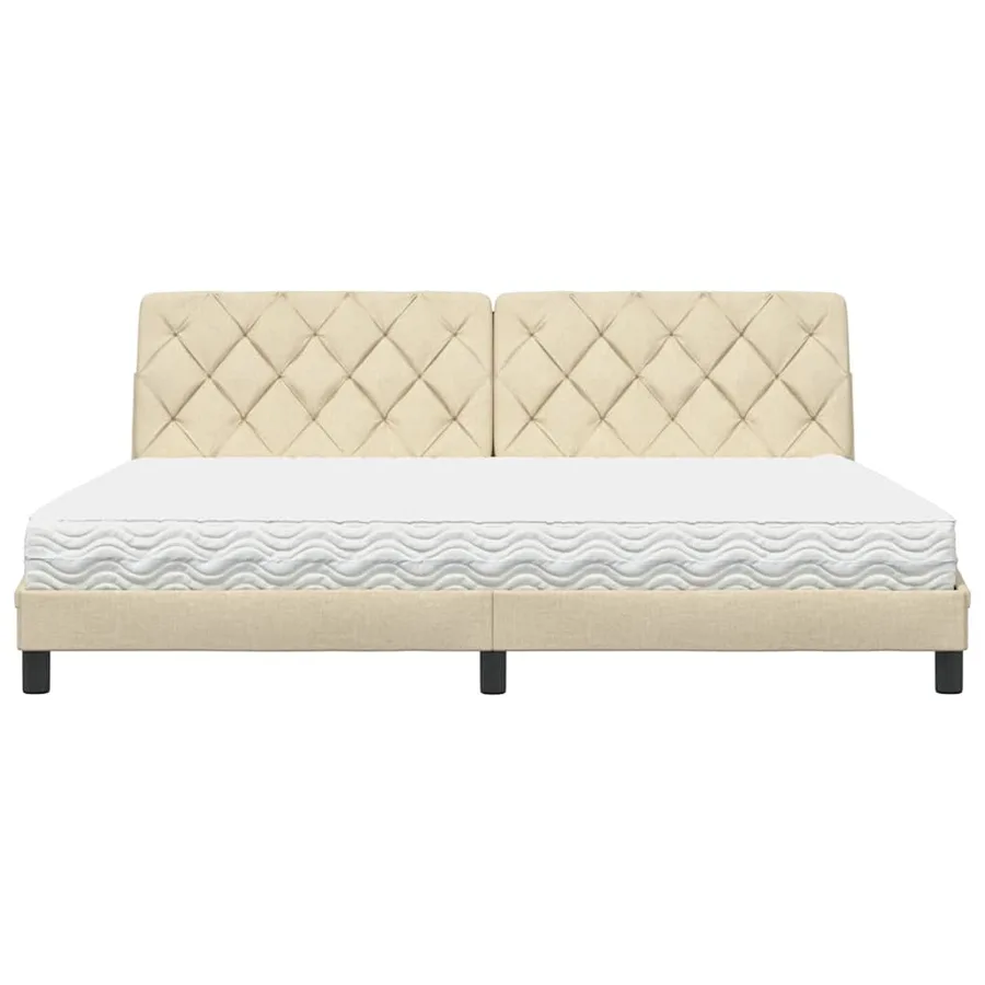 Lit avec matelas crème 200x200 cm tissu - 5