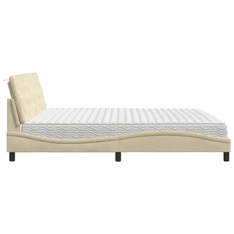 Lit avec matelas crème 200x200 cm tissu - 6