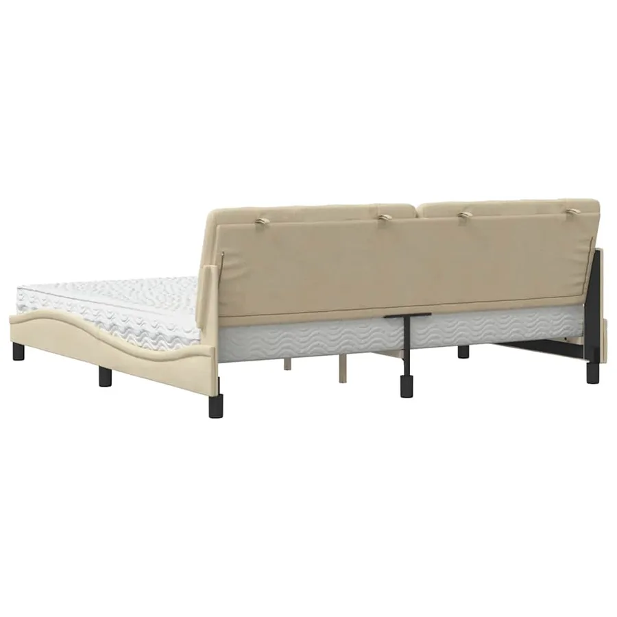 Lit avec matelas crème 200x200 cm tissu - 7