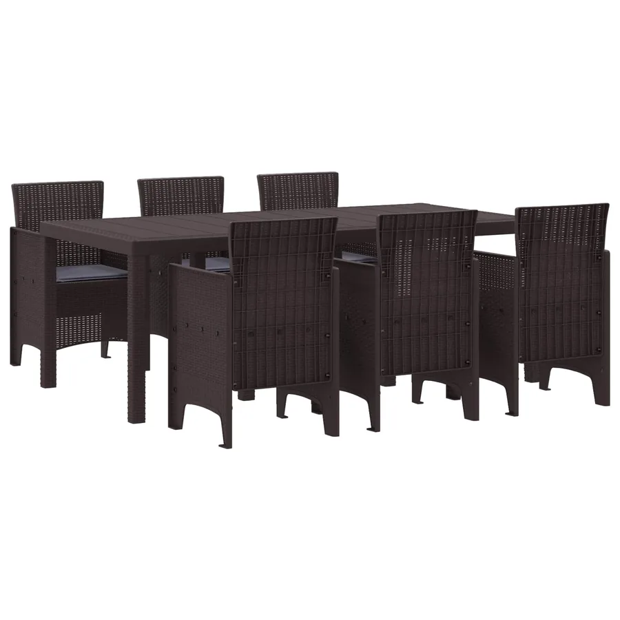 Ensemble de salle à manger pour jardin 7 pcs Marron