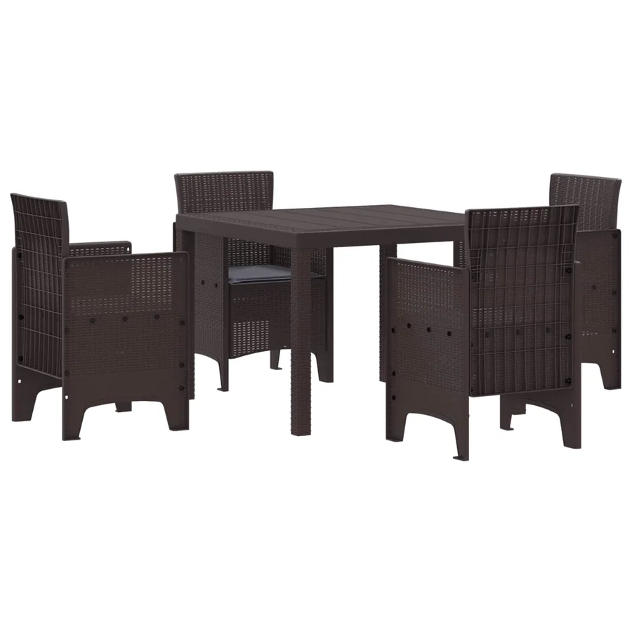 Ensemble de salle à manger pour jardin 5 pcs Marron