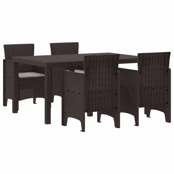 Ensemble de salle à manger pour jardin 5 pcs Marron Rattan Polt