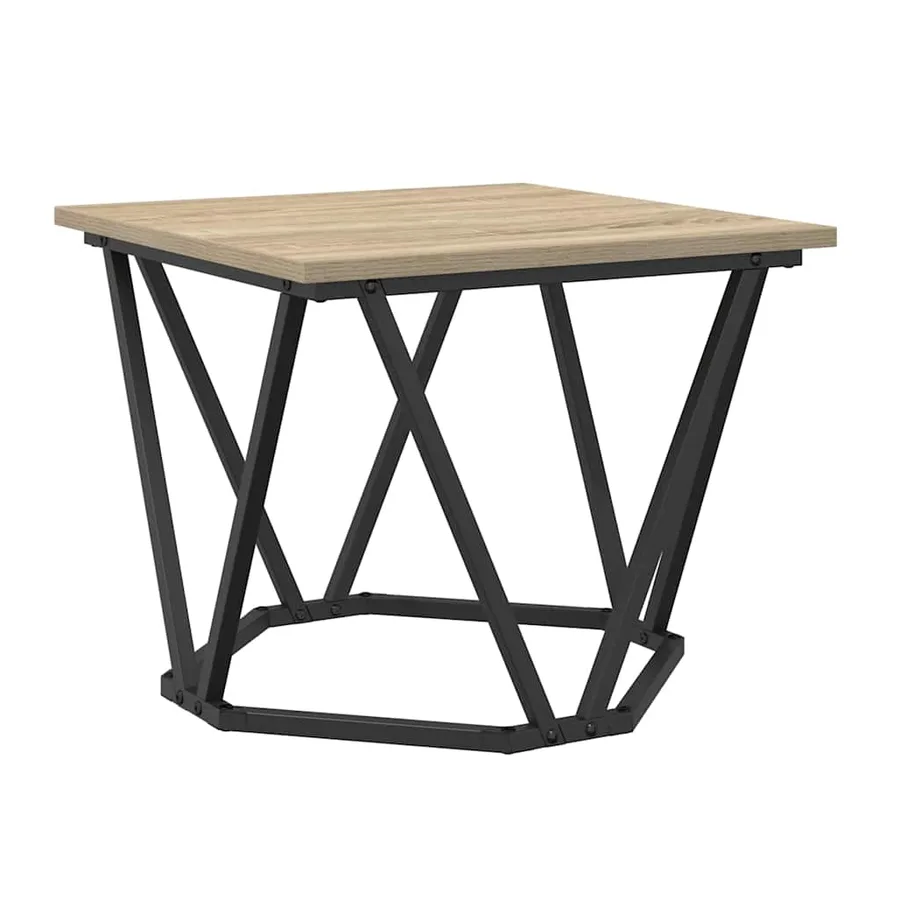Table basse 3 pcs Chêne Sonoma Bois d'ingénierie et acier - 6