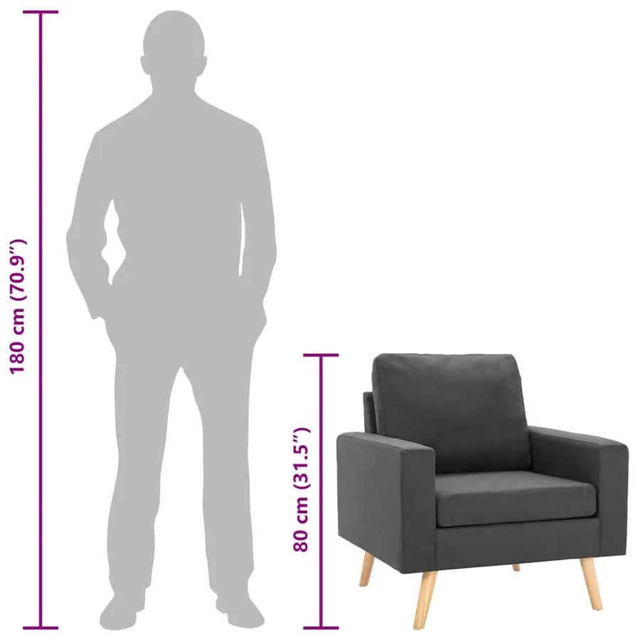 Fauteuil gris foncé tissu - 8