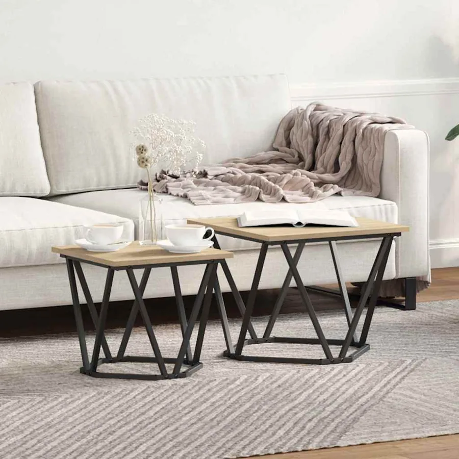 Ensemble de tables d'appoint 2 pcs Chêne Sonoma