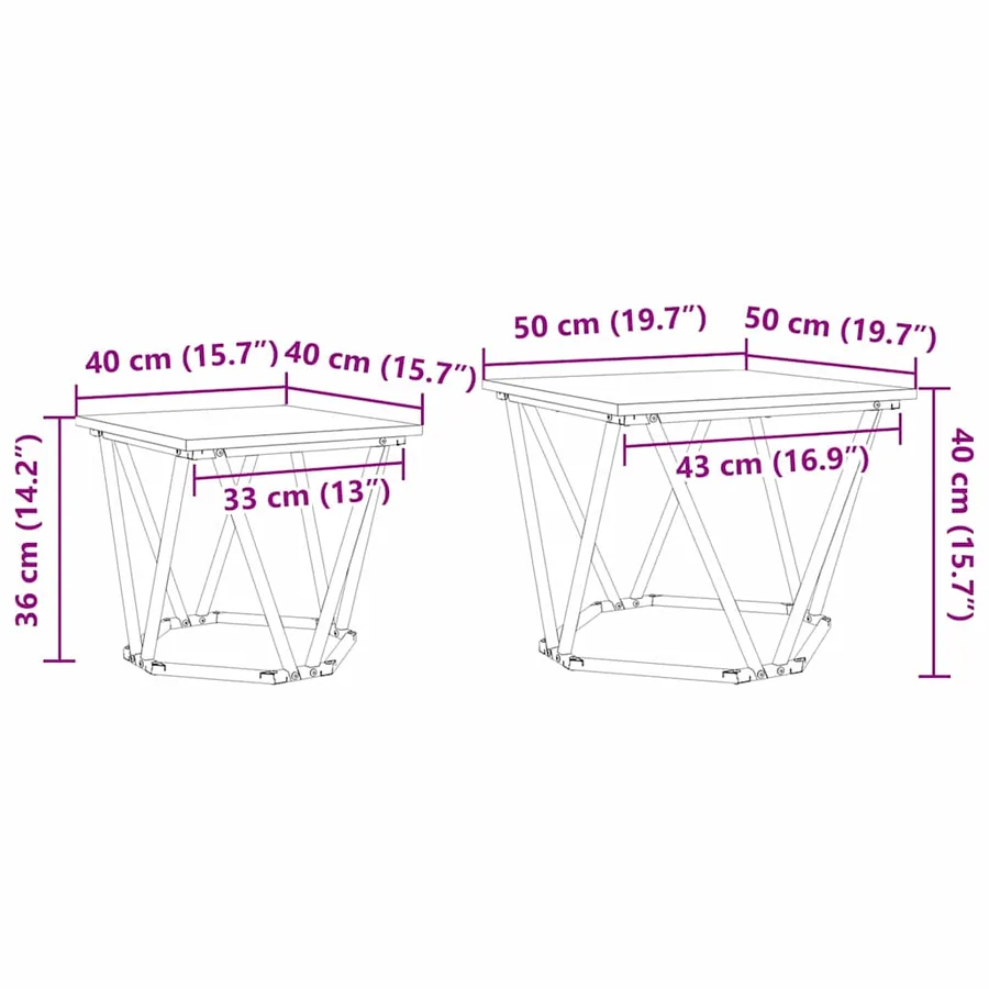 Ensemble de tables d'appoint 2 pcs Chêne Sonoma - 10
