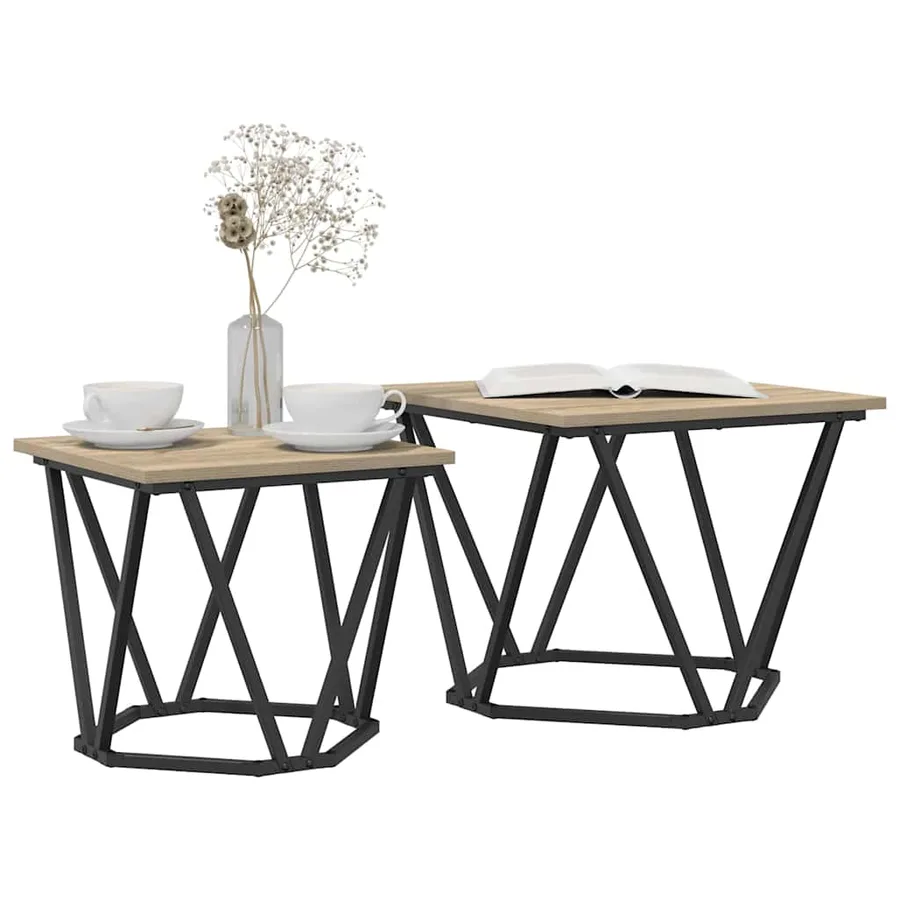 Ensemble de tables d'appoint 2 pcs Chêne Sonoma - 3