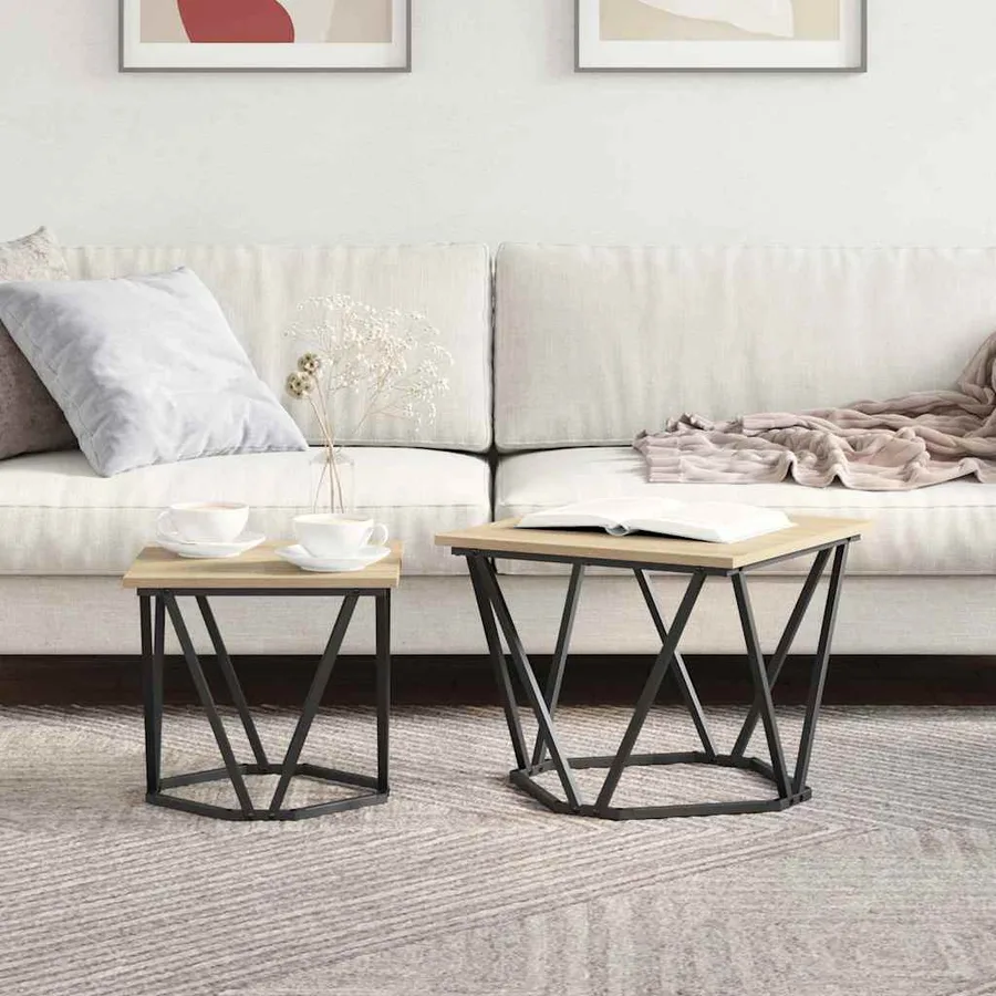 Ensemble de tables d'appoint 2 pcs Chêne Sonoma - 4