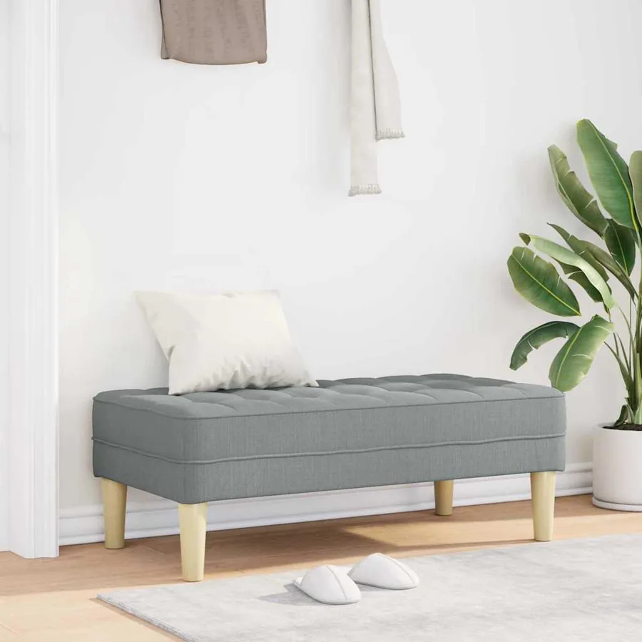 banc avec coussin Gris clair 113 x 57 x 39 cm tissu