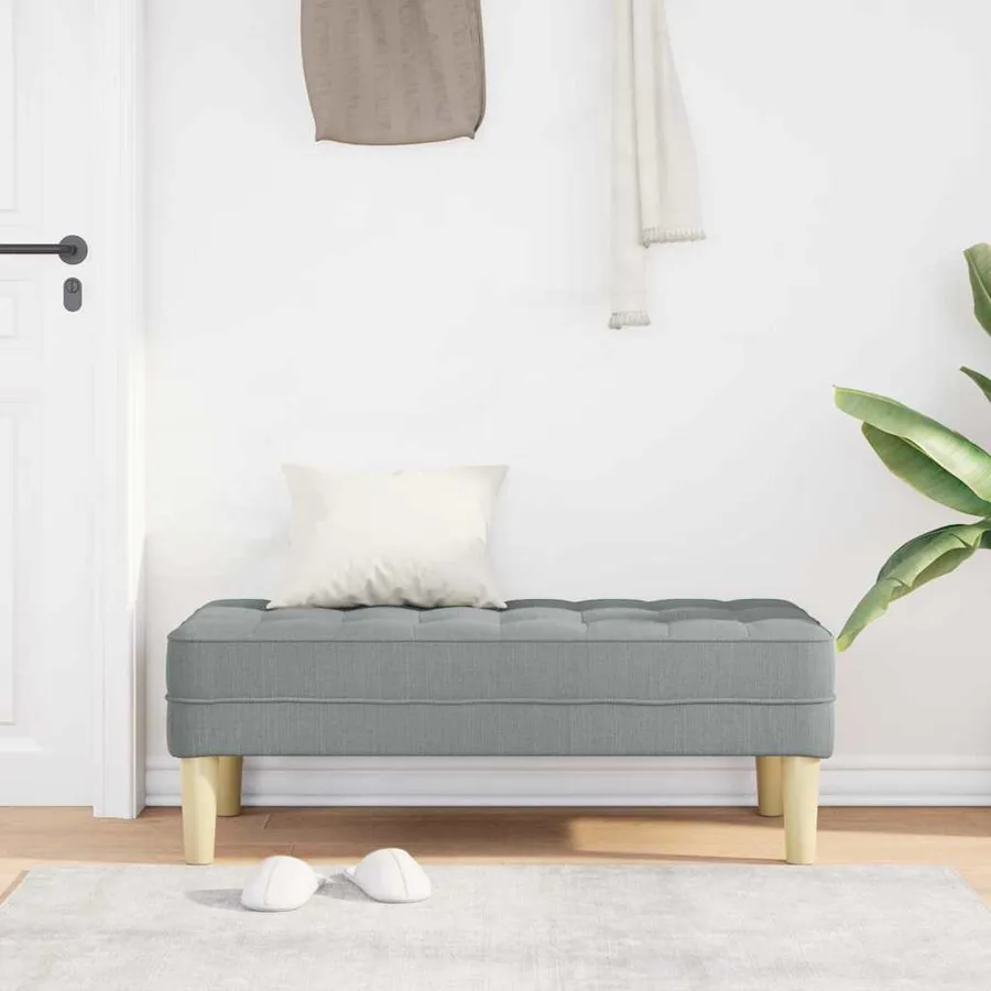 banc avec coussin Gris clair 113 x 57 x 39 cm tissu - 3