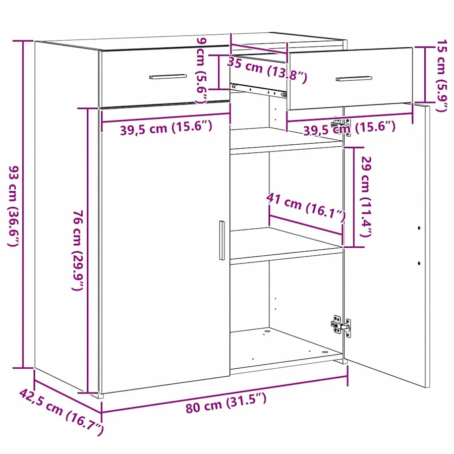 Armoire de rangement Chêne artisanal 80 x 42,5 x 93 cm - 11