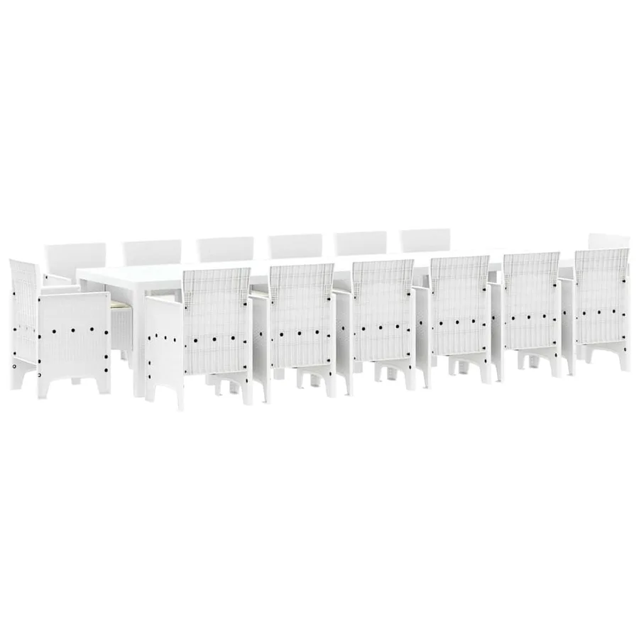 Ensemble de salle à manger pour jardin 15 pcs Blanc Rattan Polt - 2