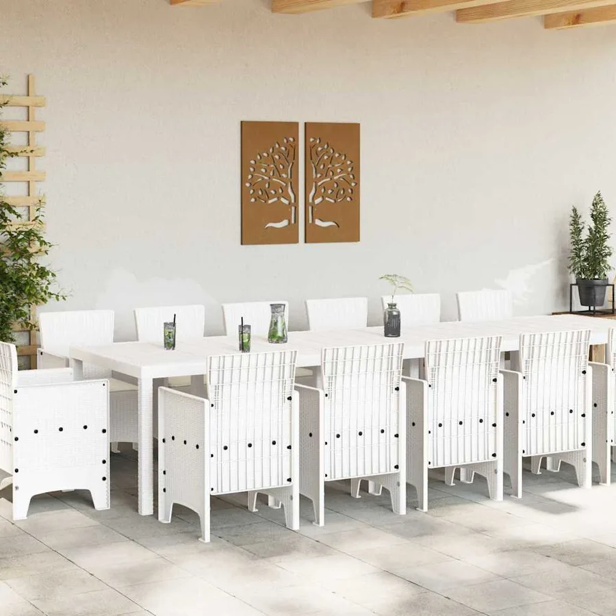 Ensemble de salle à manger pour jardin 15 pcs Blanc Rattan Polt - 3
