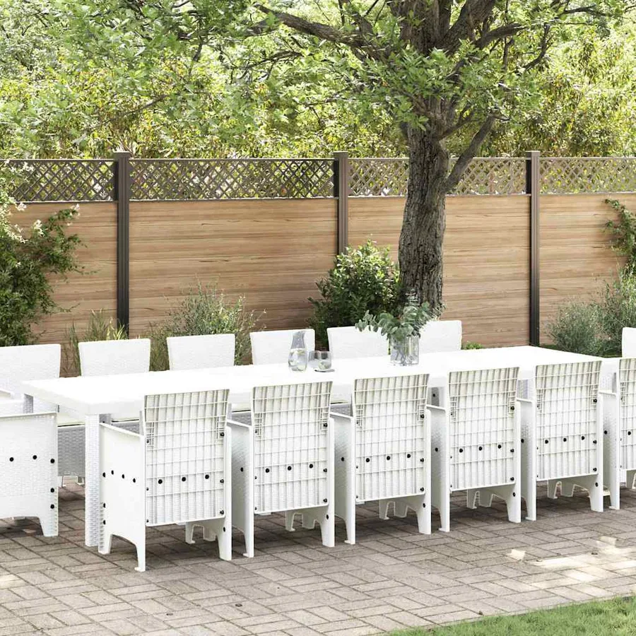 Ensemble de salle à manger pour jardin 15 pcs Blanc Rattan Polt - 4