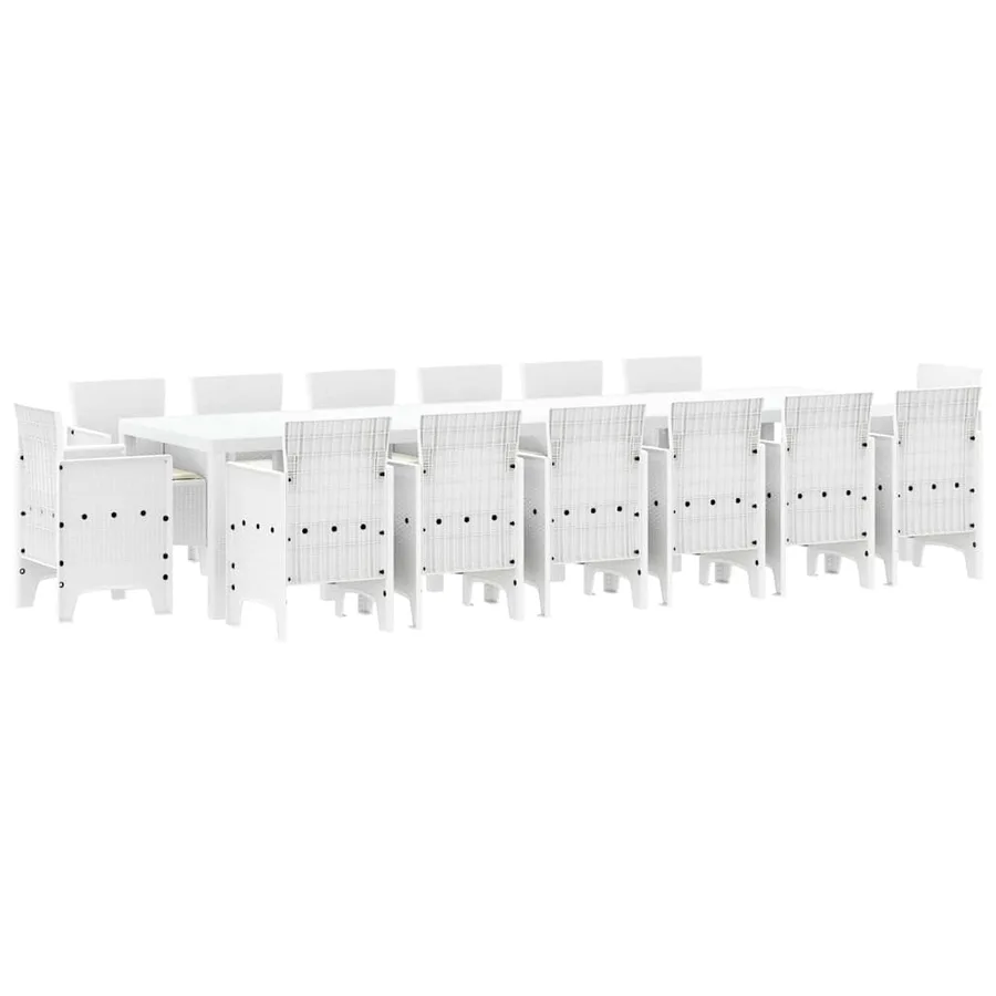 Ensemble de salle à manger pour jardin 15 pcs Blanc Rattan Polt - 5