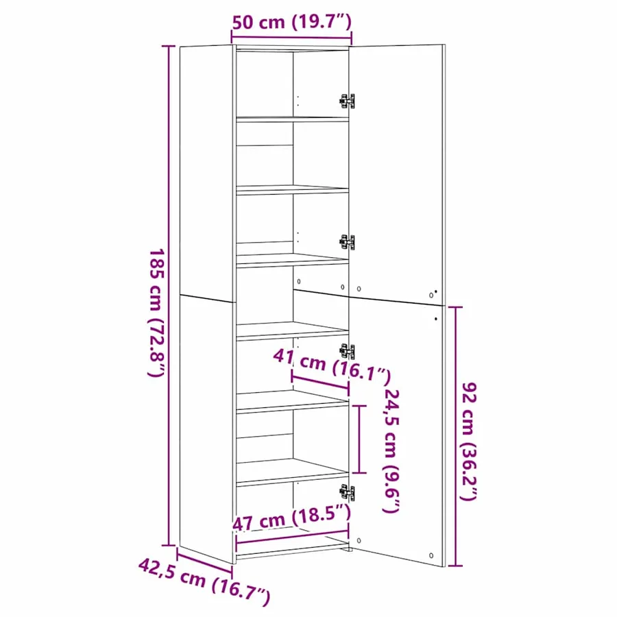 Haut Armoire Chêne artisanal 50 x 42,5 x 185 cm - 16