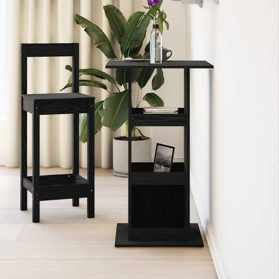 Table de bar Chêne noir 60 x 60 x 100 cm Bois d'ingénierie - 4