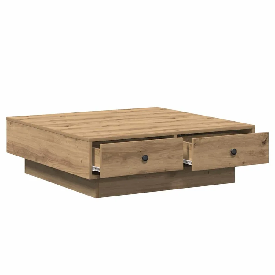 Table basse Chêne artisanal 90 x 90 x 28 cm Bois d'ingénierie - 11