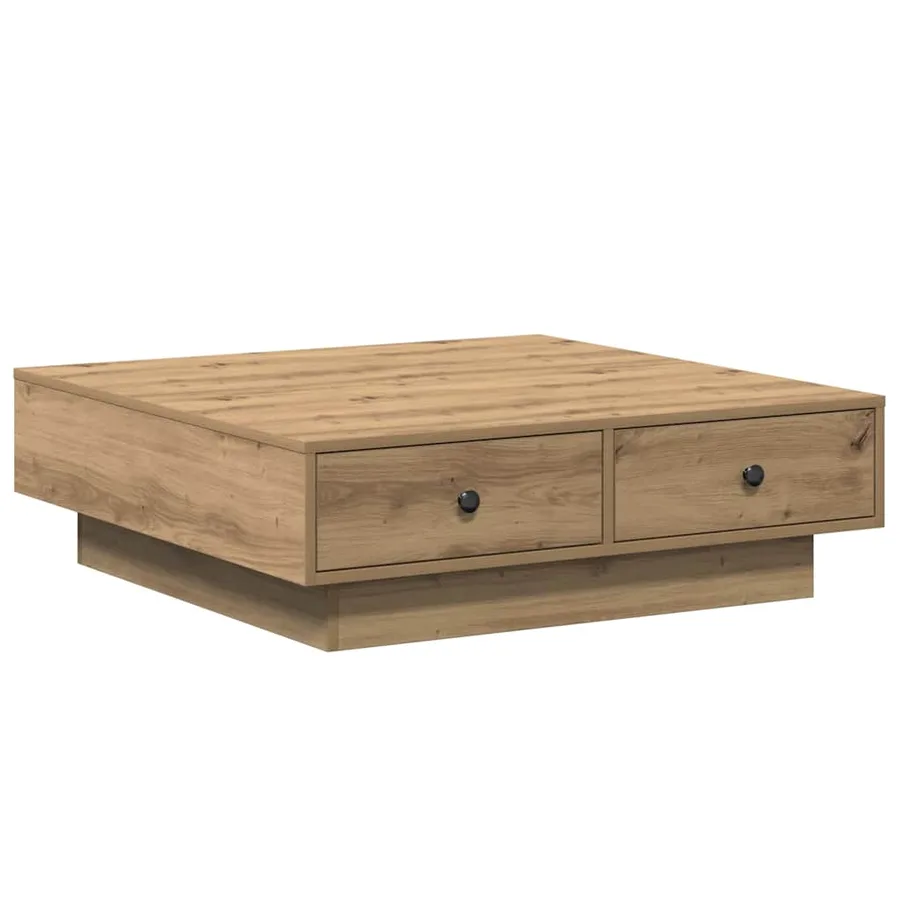 Table basse Chêne artisanal 90 x 90 x 28 cm Bois d'ingénierie - 7