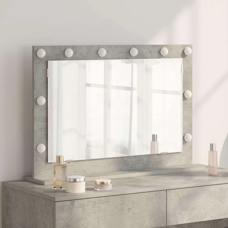 Miroir de vanité Rectangulaire Gris béton 80 x 55 x 18 cm
