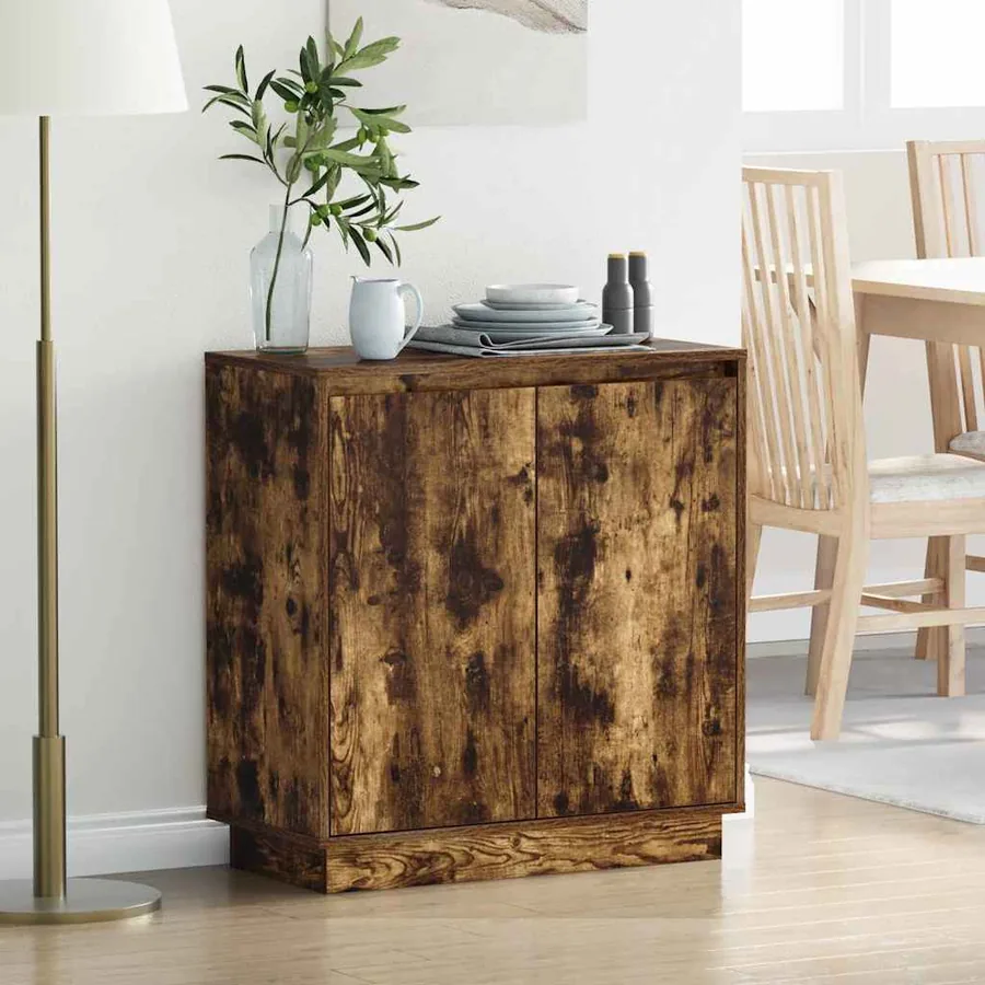 Buffet LED pour Chêne fumé 71 x 34,5 x 75 cm Bois d'ingénierie
