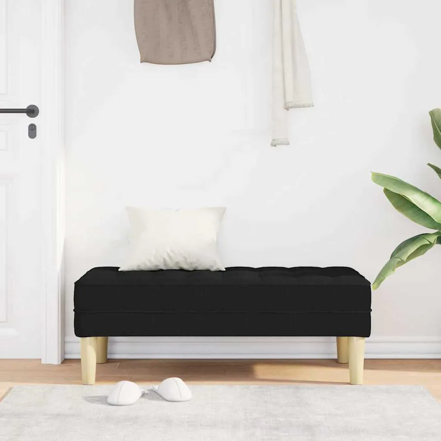 banc avec coussin Noir 113 x 57 x 39 cm tissu - 3