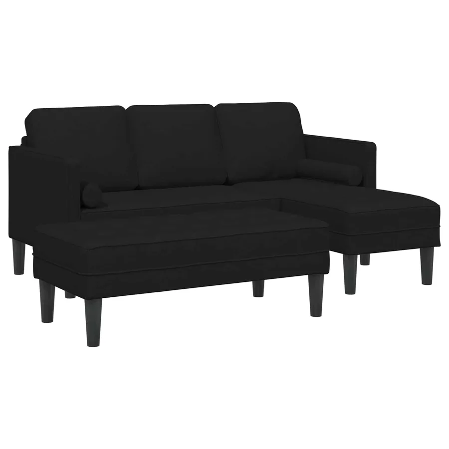 Ensemble de Canapés avec coussin 2 pcs Noir Polyester - 2