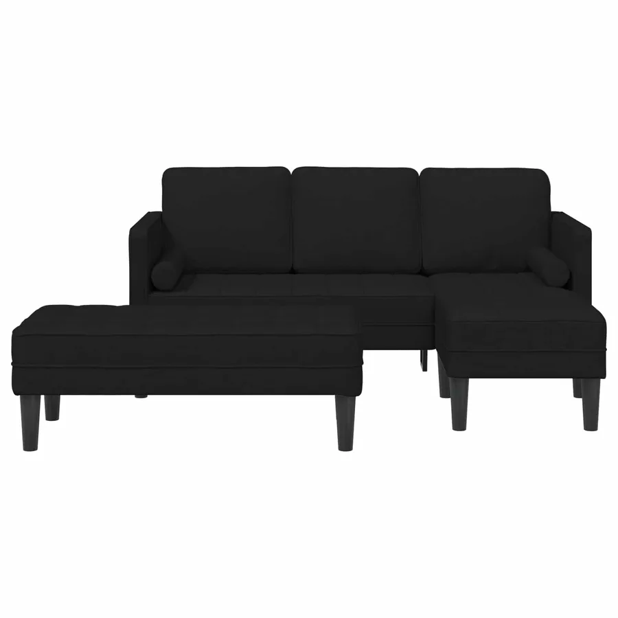 Ensemble de Canapés avec coussin 2 pcs Noir Polyester - 4