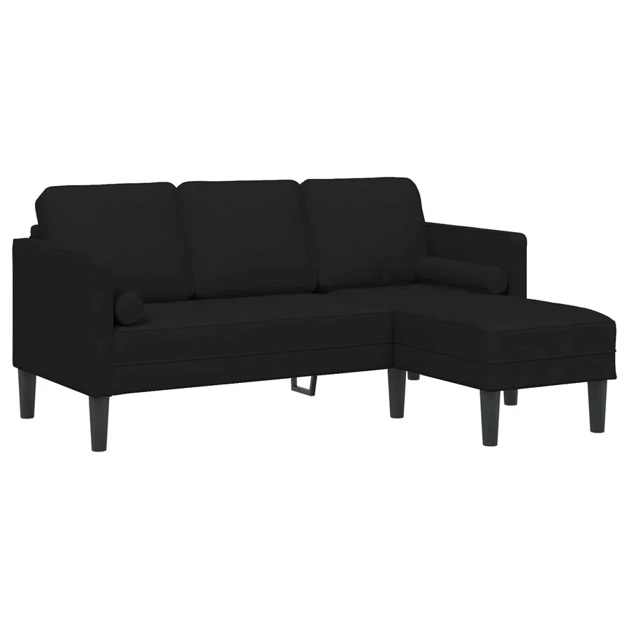 Ensemble de Canapés avec coussin 2 pcs Noir Polyester - 5