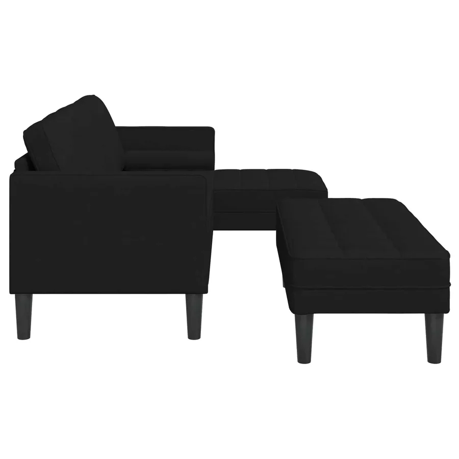Ensemble de Canapés avec coussin 2 pcs Noir Polyester - 7