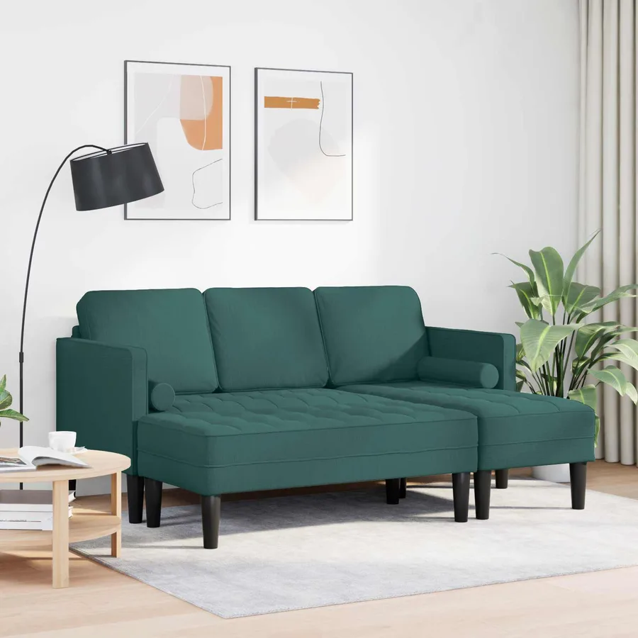 Ensemble de Canapés avec coussin 2 pcs Vert foncé Polyester - 3