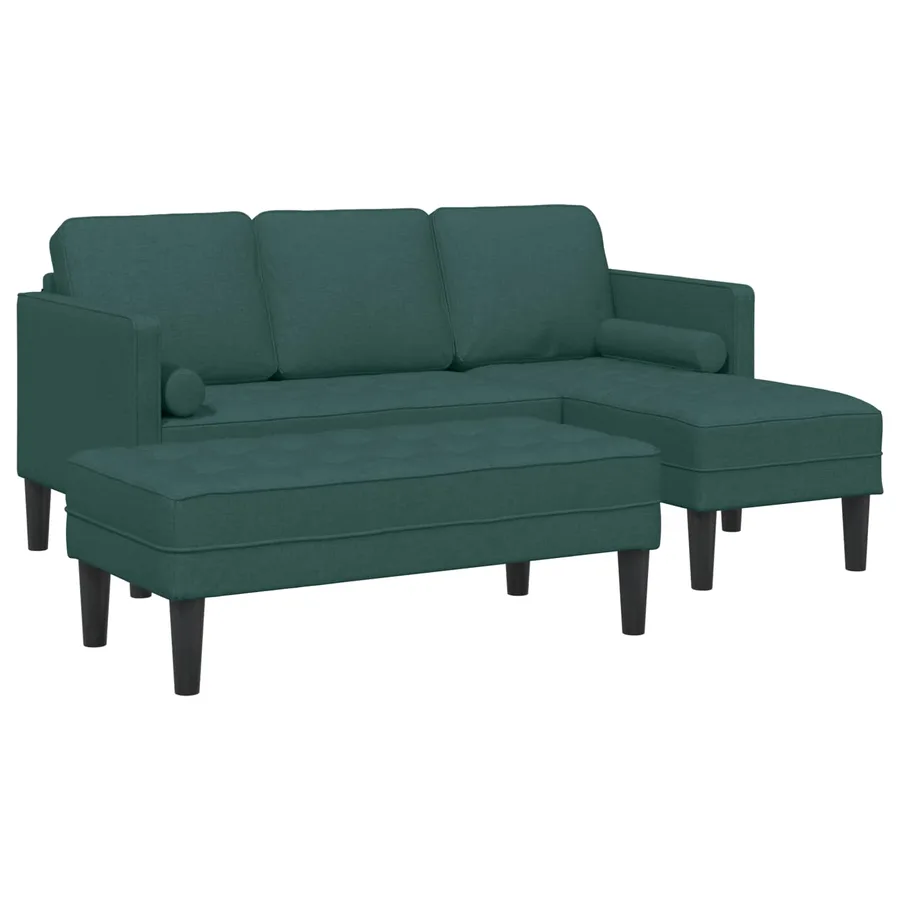 Ensemble de Canapés avec coussin 2 pcs Vert foncé Polyester - 4