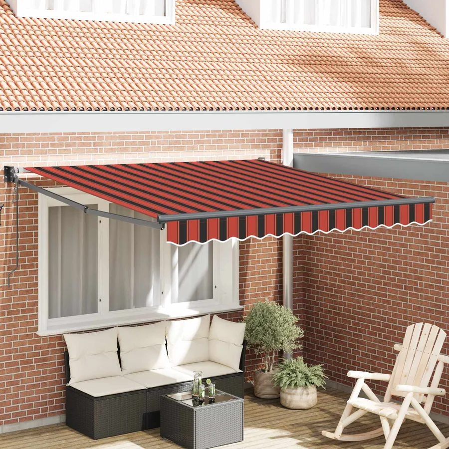 Auvent rétractable Rouge et Noir 350 x 250 x 165 cm