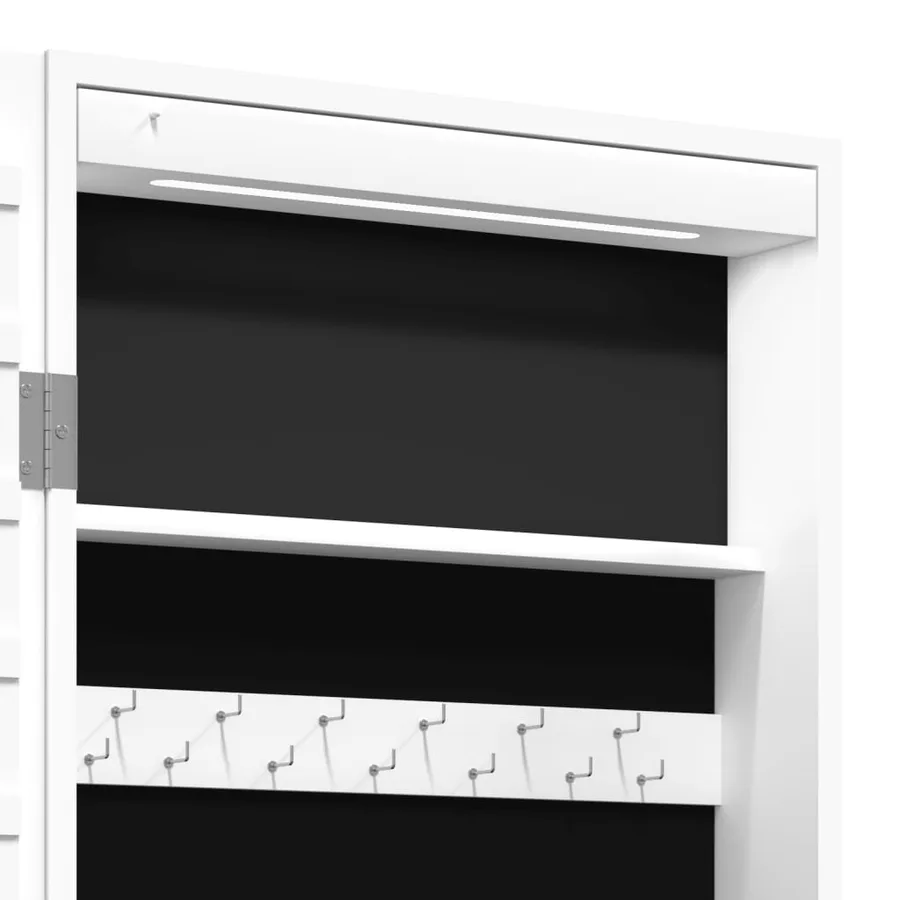 Armoire à bijoux avec miroir et éclairage LED mural blanc - 11