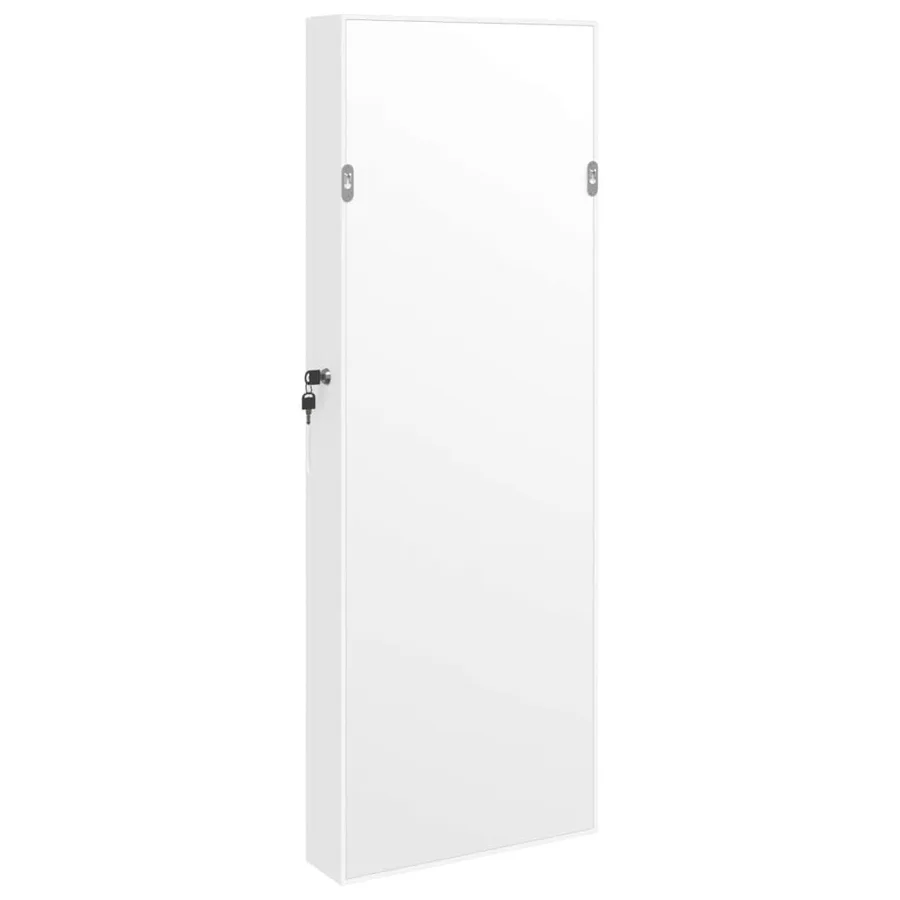 Armoire à bijoux avec miroir et éclairage LED mural blanc - 6