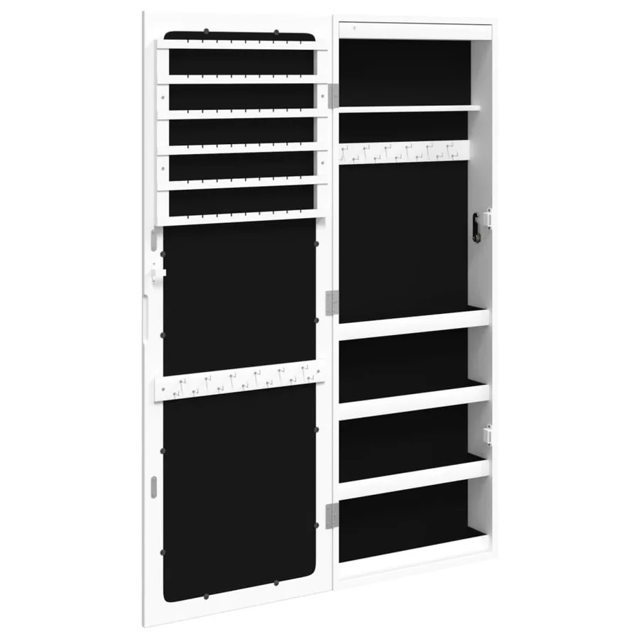 Armoire à bijoux avec miroir et éclairage LED mural blanc - 8