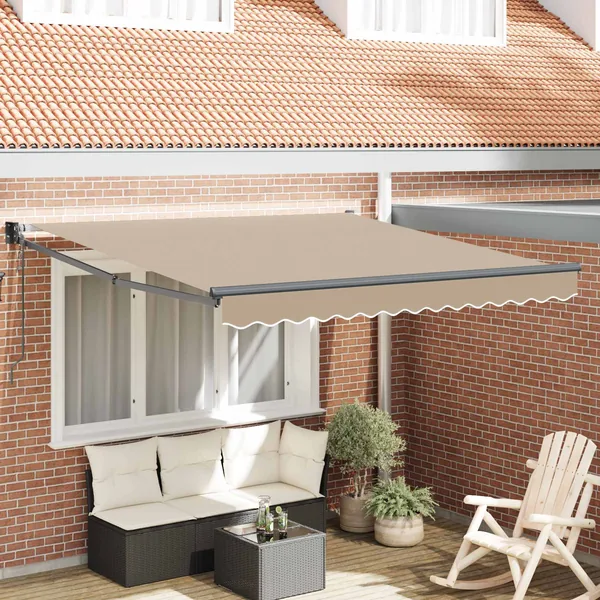 Auvent rétractable Beige 350 x 250 cm Polyester et métal