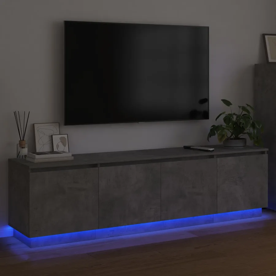 Meuble TV Gris béton 180 x 38 x 49 cm Bois d'ingénierie - 5